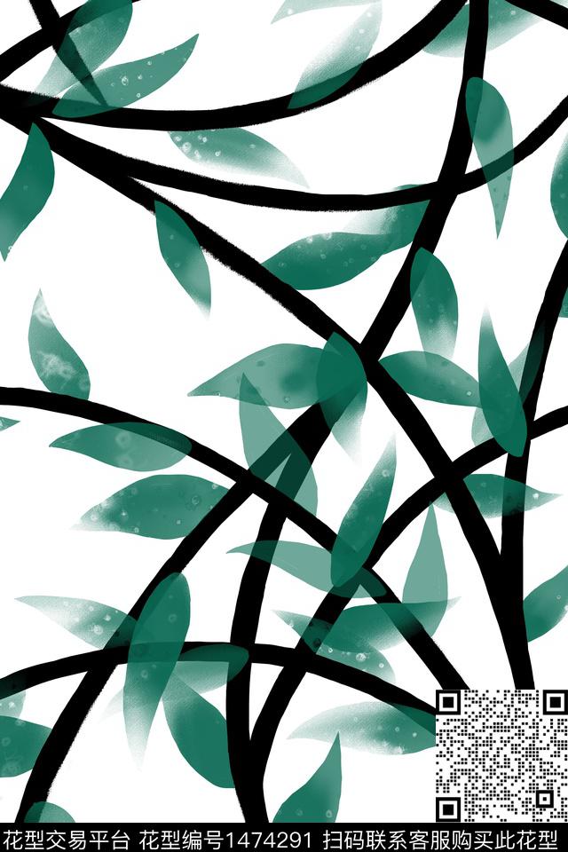 绿植树叶花卉植物数码印花华亿平台下载（图片编号: 1474291） - 瓦栏（Walan）