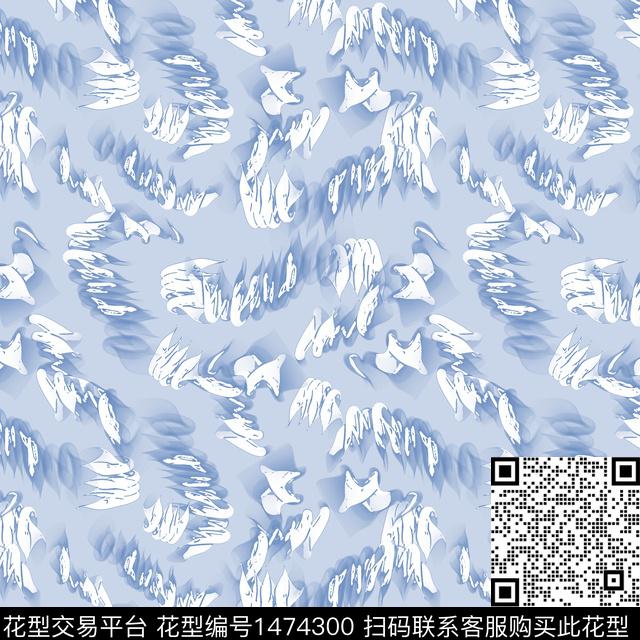 笔触抽象花卉抽象男装数码印花华亿平台下载（图片编号: 1474300） - 瓦栏（Walan）