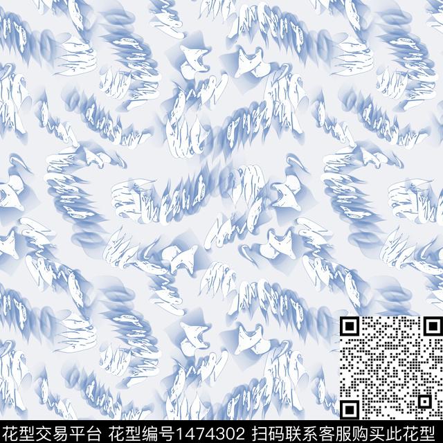 笔触抽象花卉抽象男装数码印花华亿平台下载（图片编号: 1474302） - 瓦栏（Walan）