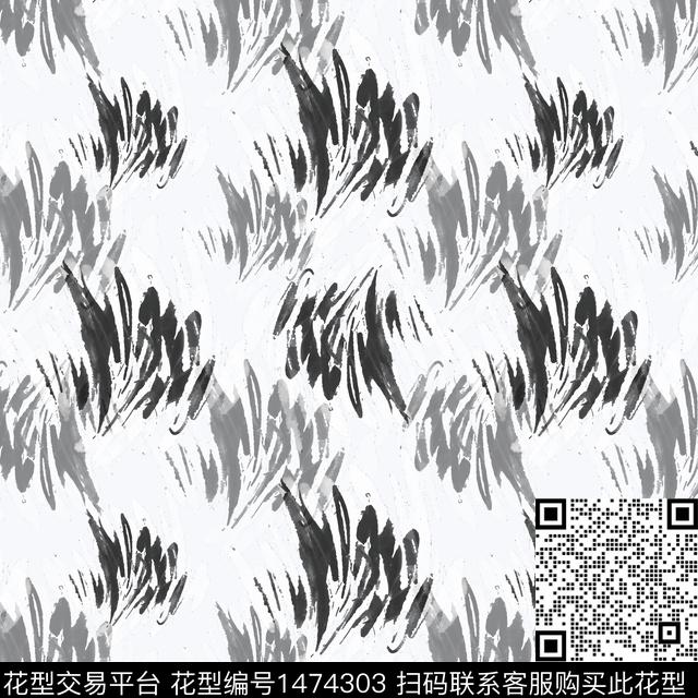 笔触抽象花卉花卉数码印花华亿平台下载（图片编号: 1474303） - 瓦栏（Walan）