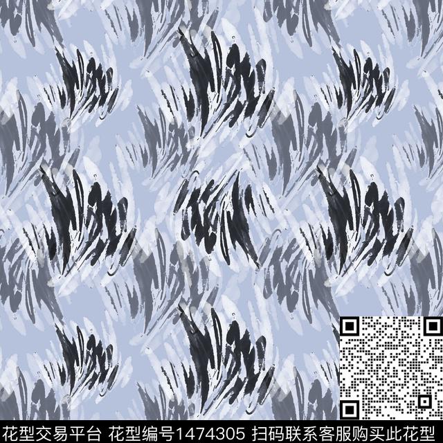 笔触抽象花卉花卉数码印花华亿平台下载（图片编号: 1474305） - 瓦栏（Walan）