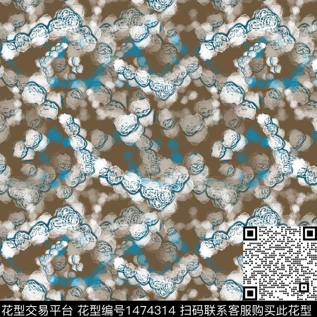笔触抽象男装肌理图案数码印花华亿平台下载（图片编号: 1474314） - 瓦栏（Walan）