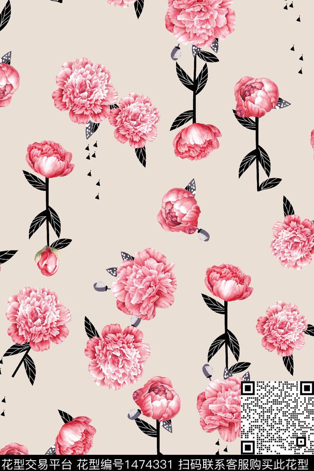 花卉植物数码印花华亿平台下载（图片编号: 1474331） - 瓦栏（Walan）