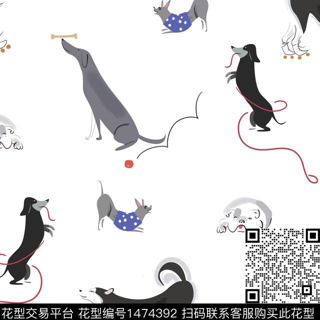 狗卡通狼传统印花华亿平台下载（图片编号: 1474392） - 瓦栏（Walan）