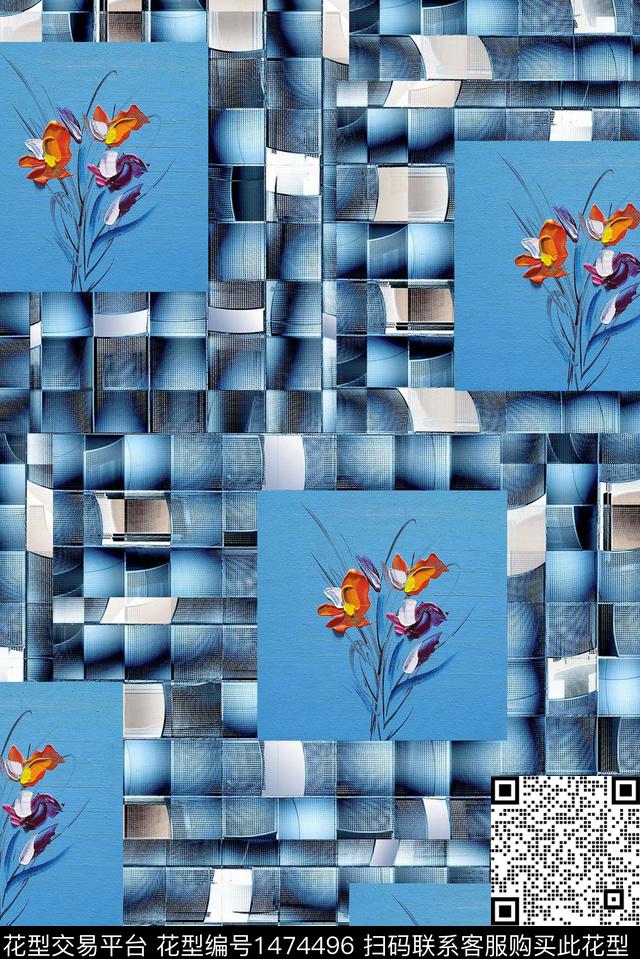 花卉大牌风中国风数码印花华亿平台下载（图片编号: 1474496） - 瓦栏（Walan）