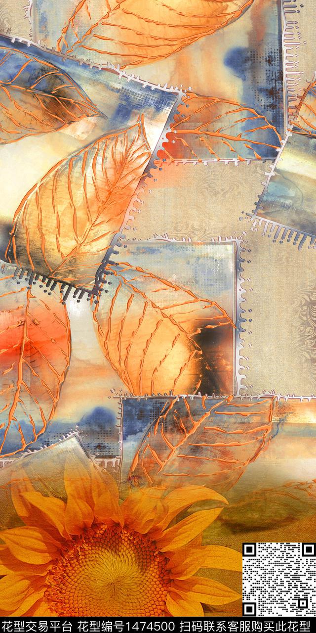 花卉大牌风香云纱数码印花华亿平台下载（图片编号: 1474500） - 瓦栏（Walan）