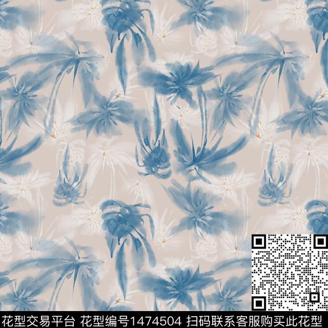 抽象花卉花卉小碎花数码印花华亿平台下载（图片编号: 1474504） - 瓦栏（Walan）