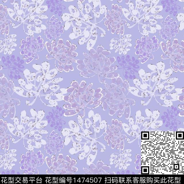 抽象花卉花卉小碎花数码印花华亿平台下载（图片编号: 1474507） - 瓦栏（Walan）