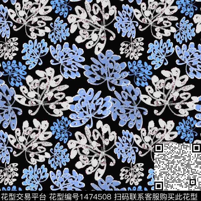 抽象花卉花卉小碎花数码印花华亿平台下载（图片编号: 1474508） - 瓦栏（Walan）