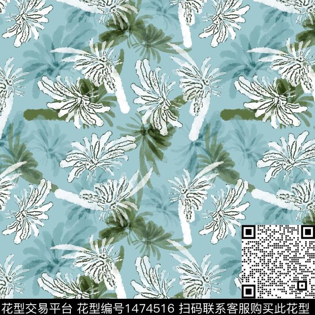 抽象花卉花卉小碎花数码印花华亿平台下载（图片编号: 1474516） - 瓦栏（Walan）