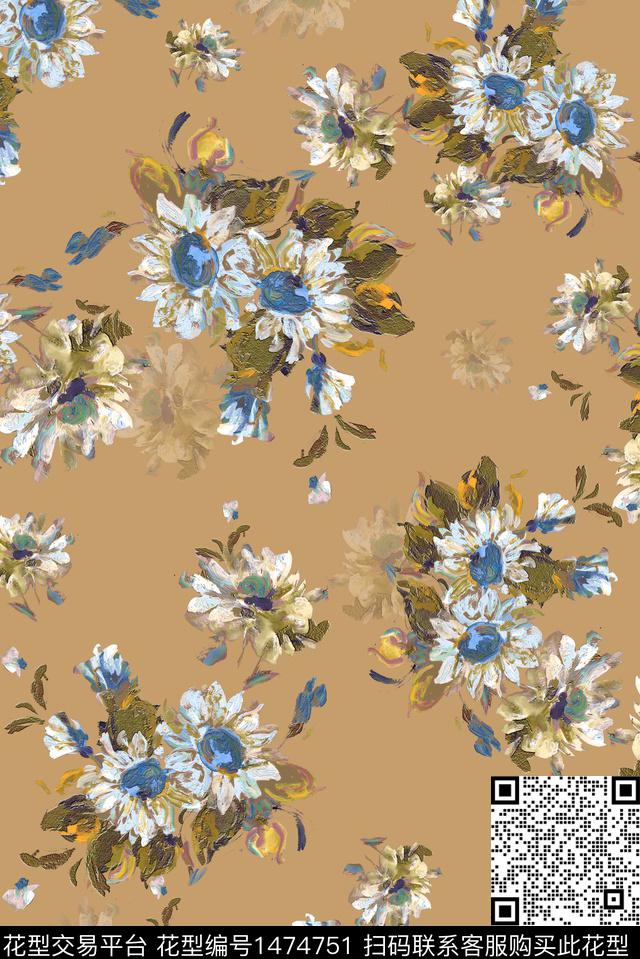 花卉少女大牌风数码印花华亿平台下载（图片编号: 1474751） - 瓦栏（Walan）
