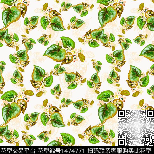 花卉热带华亿平台小碎花传统印花华亿平台下载（图片编号: 1474771） - 瓦栏（Walan）