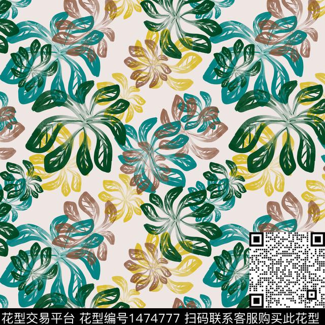花卉热带华亿平台手绘花卉数码印花华亿平台下载（图片编号: 1474777） - 瓦栏（Walan）