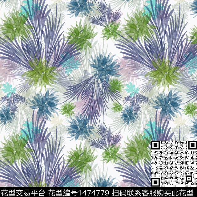 花卉热带华亿平台手绘花卉数码印花华亿平台下载（图片编号: 1474779） - 瓦栏（Walan）