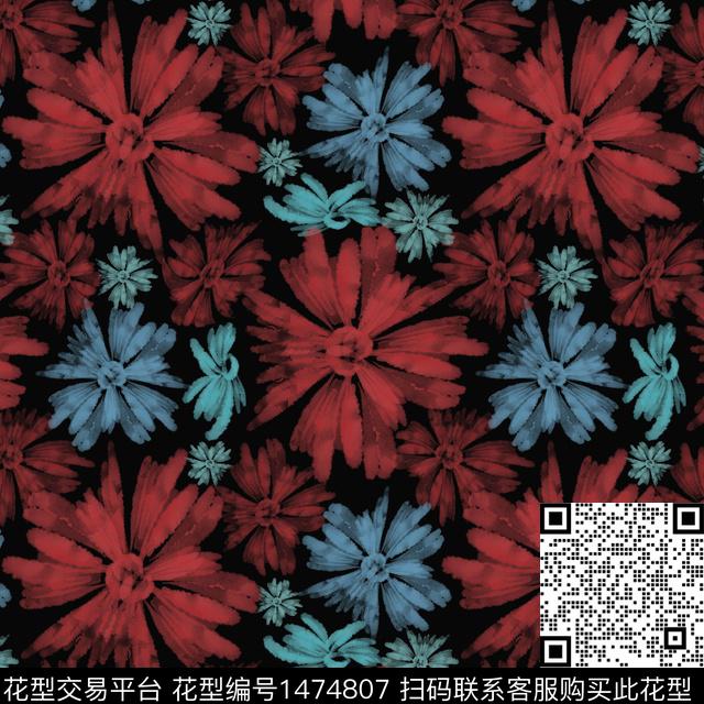 花卉小碎花手绘花卉数码印花华亿平台下载（图片编号: 1474807） - 瓦栏（Walan）