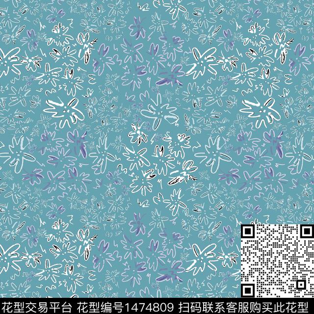 花卉小碎花手绘花卉传统印花华亿平台下载（图片编号: 1474809） - 瓦栏（Walan）