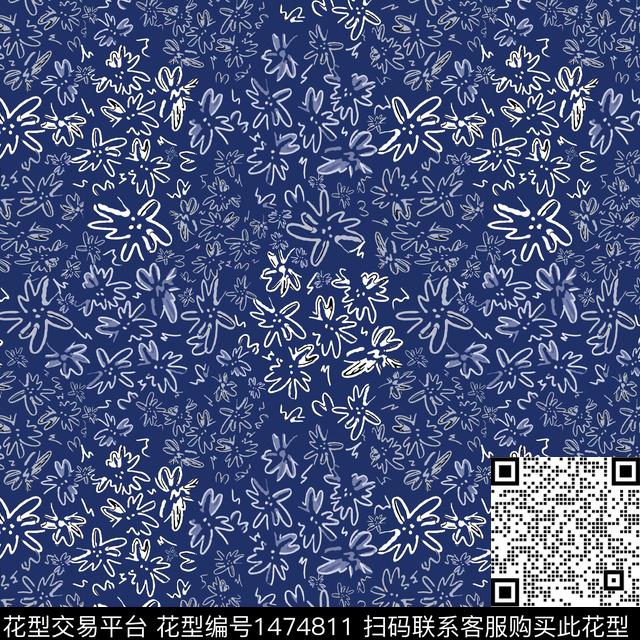 花卉小碎花手绘花卉传统印花华亿平台下载（图片编号: 1474811） - 瓦栏（Walan）