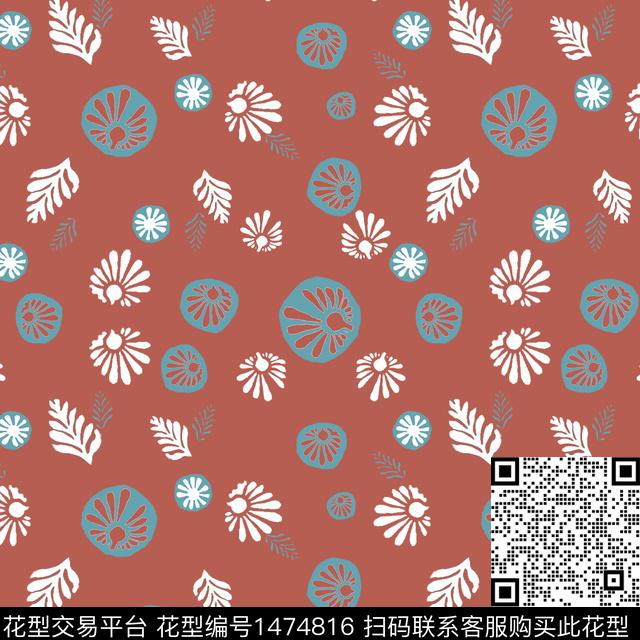 花卉小碎花手绘花卉传统印花华亿平台下载（图片编号: 1474816） - 瓦栏（Walan）