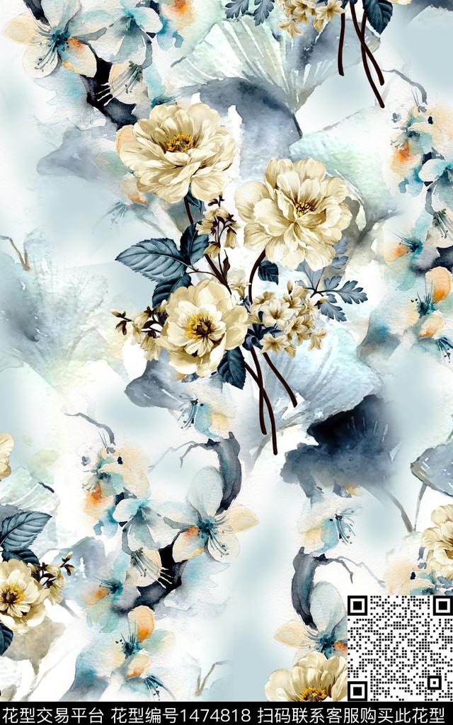肌理数码华亿平台花卉数码印花华亿平台下载（图片编号: 1474818） - 瓦栏（Walan）