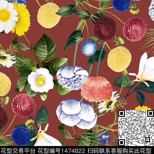 大牌风OSCARDELARENTA复古数码印花华亿平台下载（图片编号: 1474822） - 瓦栏（Walan）