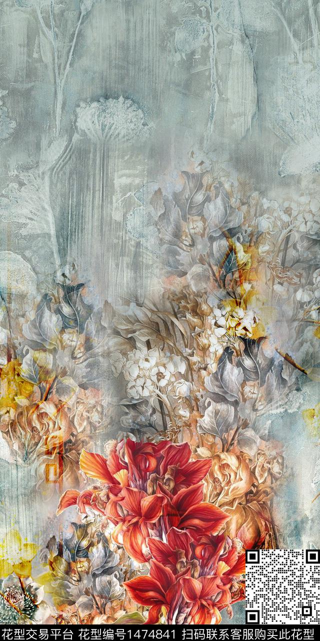 数码华亿平台花卉中国风数码印花华亿平台下载（图片编号: 1474841） - 瓦栏（Walan）