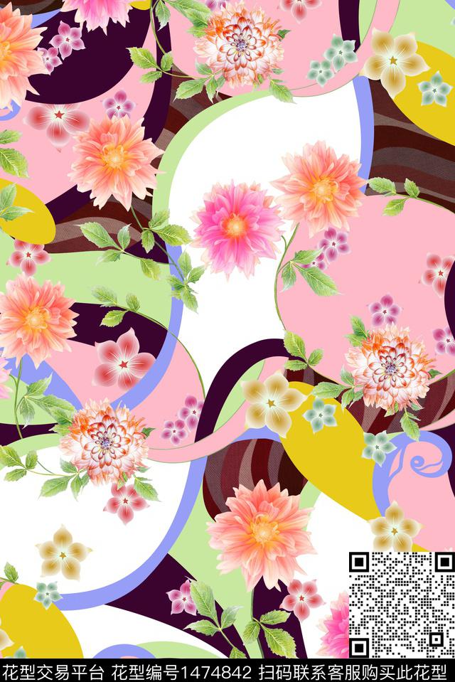 中国风民族风抽象数码印花华亿平台下载（图片编号: 1474842） - 瓦栏（Walan）