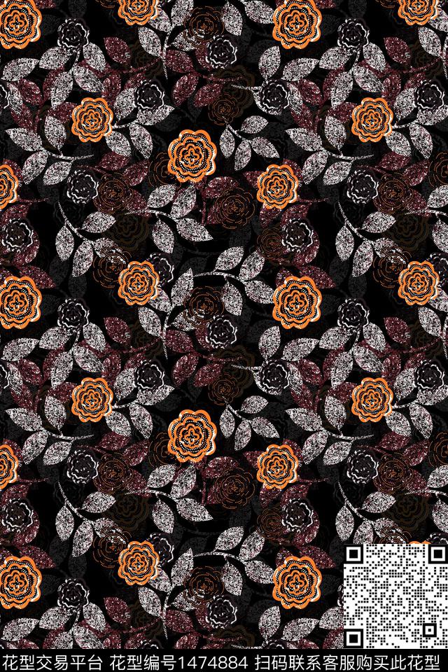 花卉大牌风小碎花数码印花华亿平台下载（图片编号: 1474884） - 瓦栏（Walan）