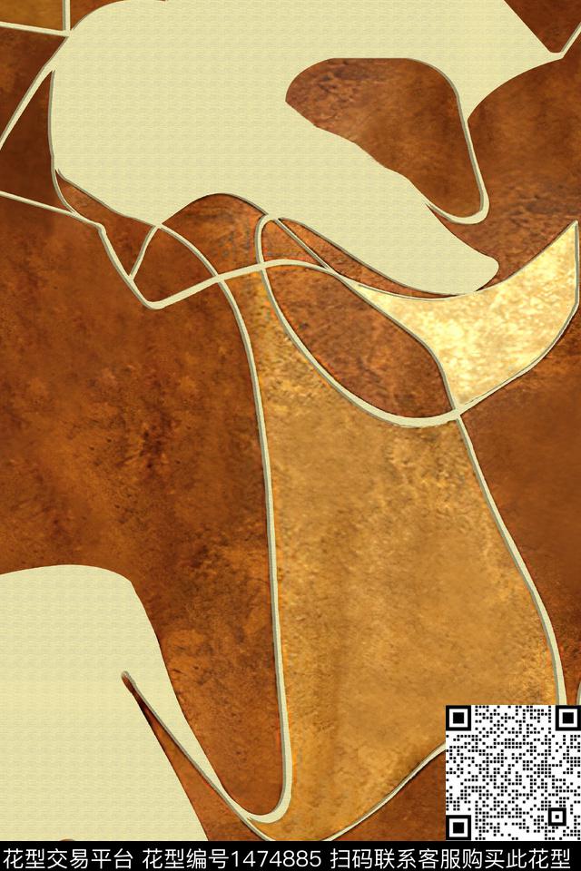 大牌风抽象自然纹理数码印花华亿平台下载（图片编号: 1474885） - 瓦栏（Walan）