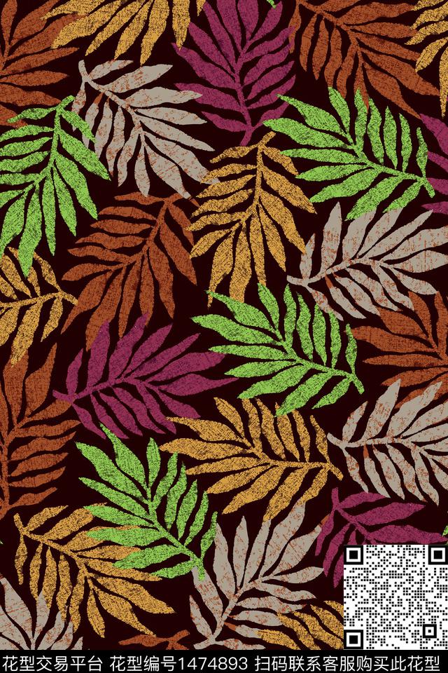 植物中老年大牌风数码印花华亿平台下载（图片编号: 1474893） - 瓦栏（Walan）