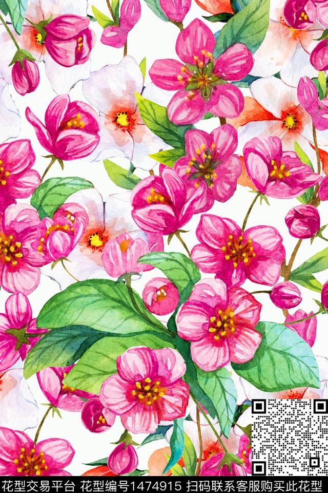 花卉中国风数码印花华亿平台下载（图片编号: 1474915） - 瓦栏（Walan）