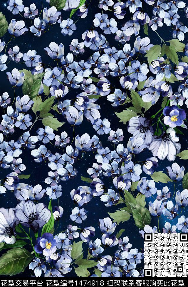 花卉小碎花数码印花华亿平台下载（图片编号: 1474918） - 瓦栏（Walan）