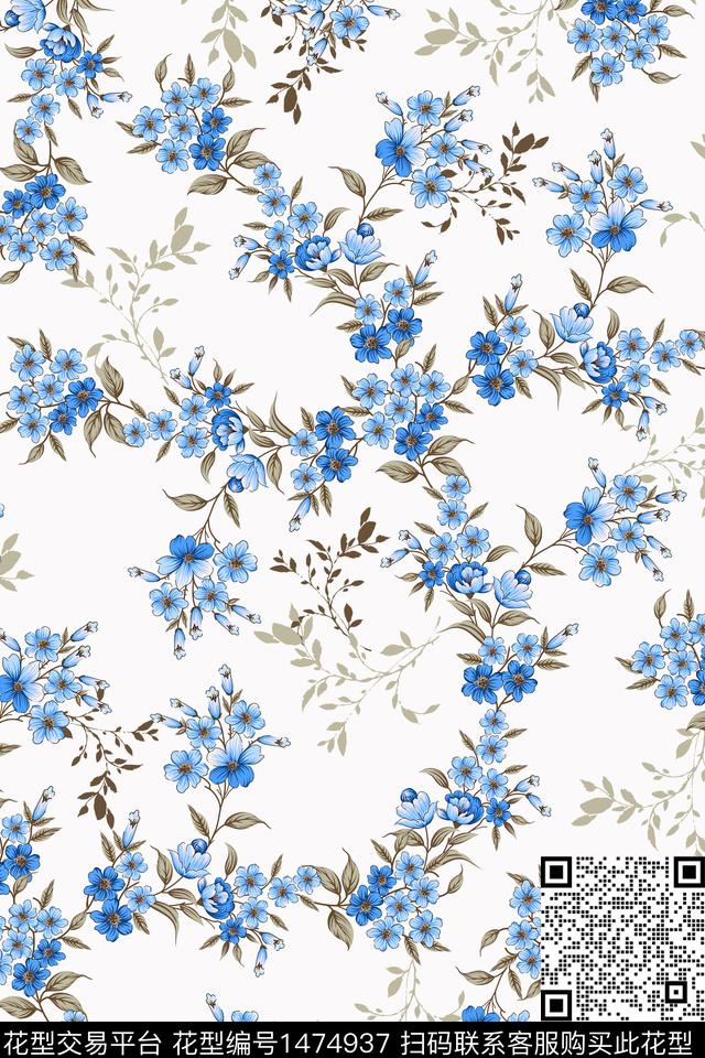 花卉大牌风真丝数码印花华亿平台下载（图片编号: 1474937） - 瓦栏（Walan）