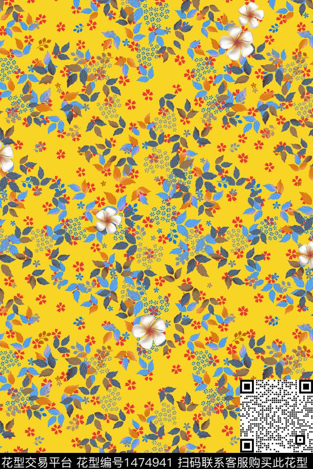 花卉大牌风真丝数码印花华亿平台下载（图片编号: 1474941） - 瓦栏（Walan）