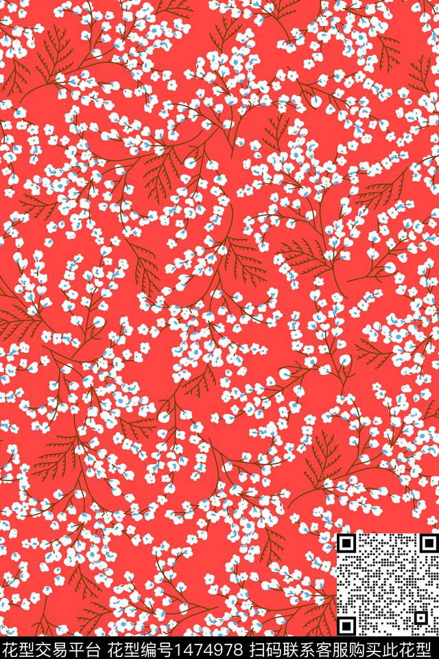 春夏华亿平台花卉小碎花数码印花华亿平台下载（图片编号: 1474978） - 瓦栏（Walan）