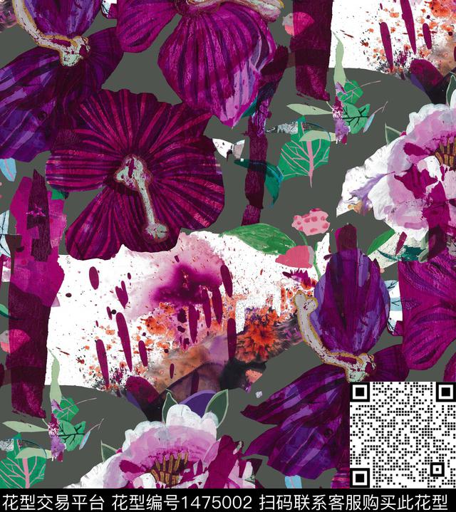 虞美人兰花审数码印花华亿平台下载（图片编号: 1475002） - 瓦栏（Walan）