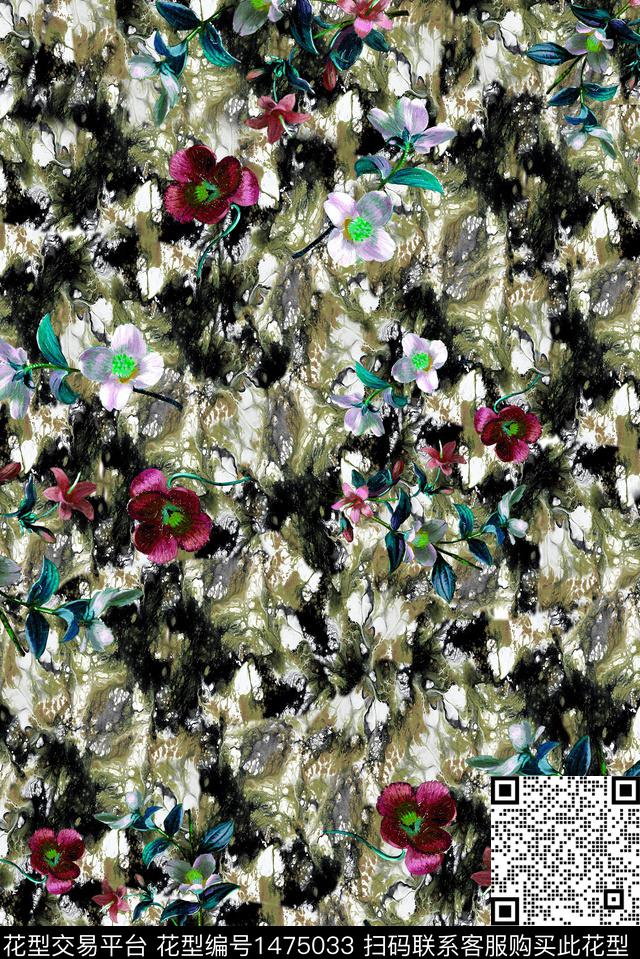 彩底花卉女装丝绒数码印花华亿平台下载（图片编号: 1475033） - 瓦栏（Walan）