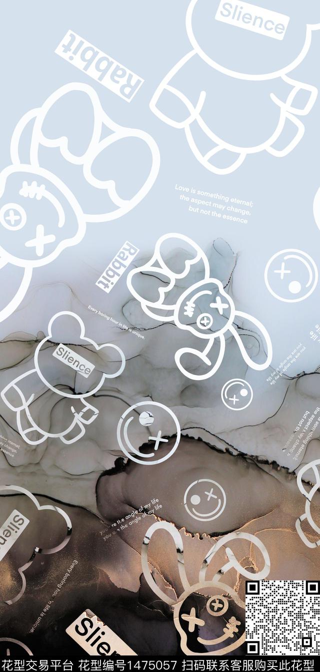 渐变水彩兔子数码印花华亿平台下载（图片编号: 1475057） - 瓦栏（Walan）