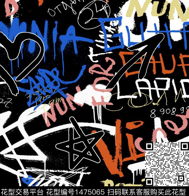 涂鸦字母卡通传统印花华亿平台下载（图片编号: 1475065） - 瓦栏（Walan）