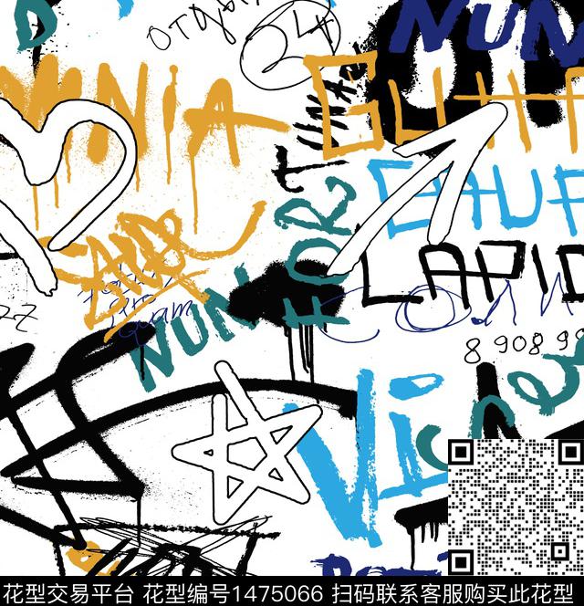 涂鸦字母卡通传统印花华亿平台下载（图片编号: 1475066） - 瓦栏（Walan）