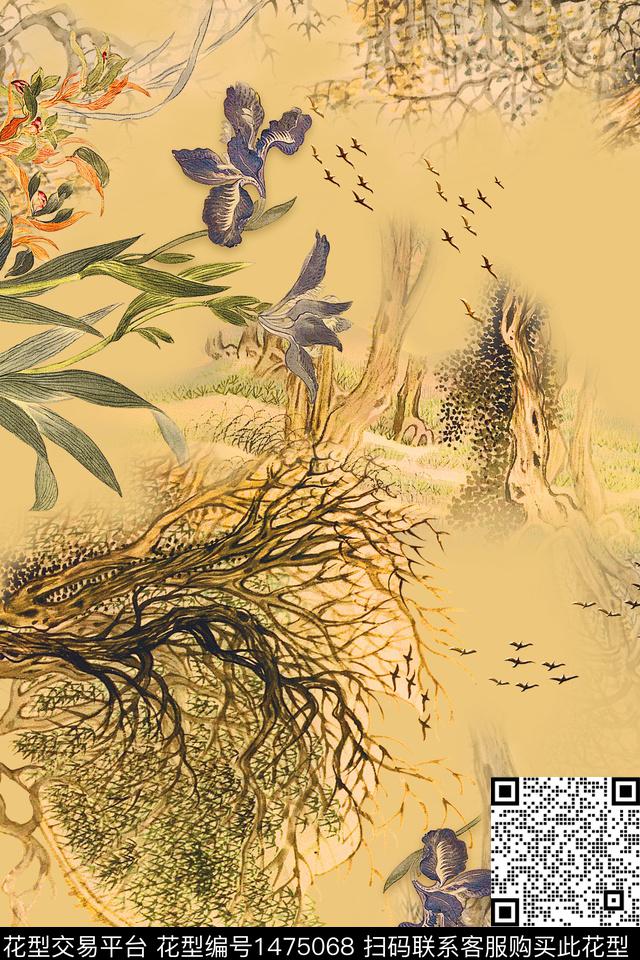 趋势华亿平台香云纱中老年数码印花华亿平台下载（图片编号: 1475068） - 瓦栏（Walan）