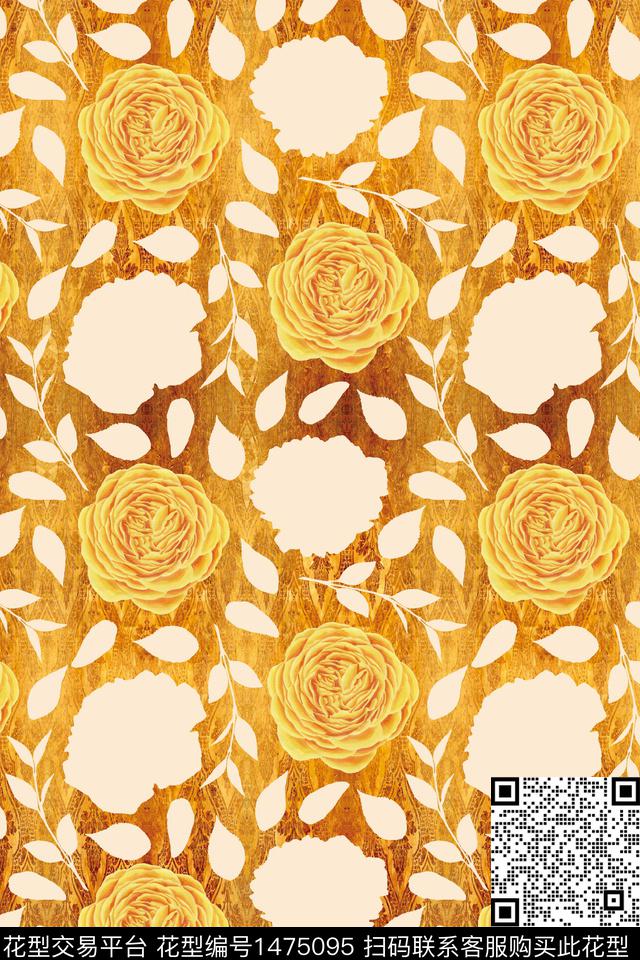 玫瑰花花卉春夏华亿平台数码印花华亿平台下载（图片编号: 1475095） - 瓦栏（Walan）