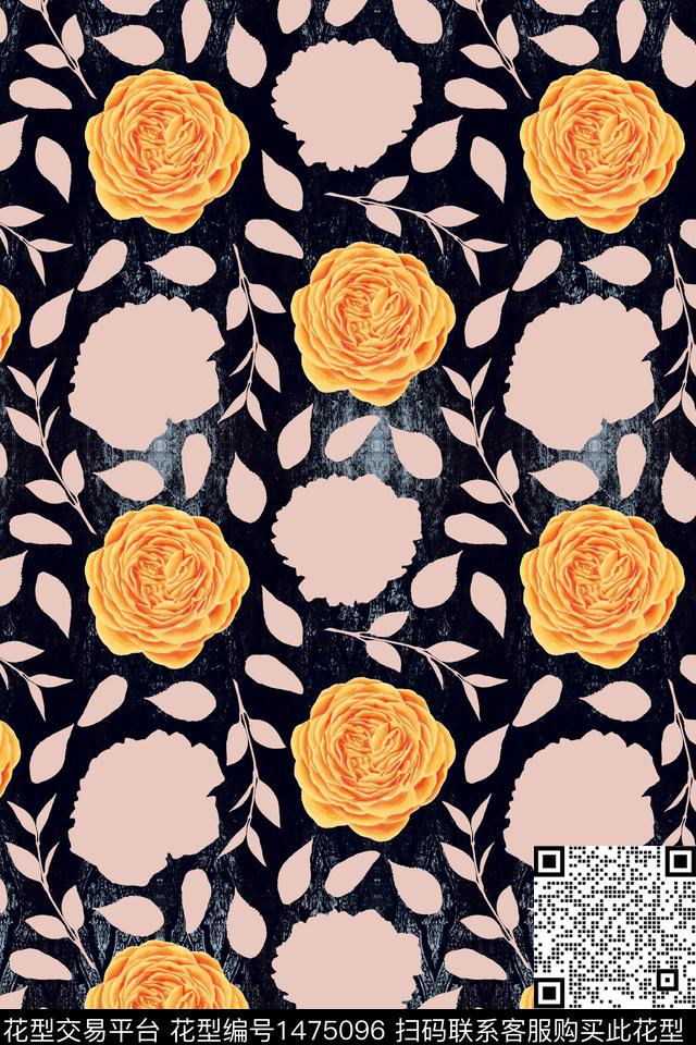 玫瑰花花卉春夏华亿平台数码印花华亿平台下载（图片编号: 1475096） - 瓦栏（Walan）