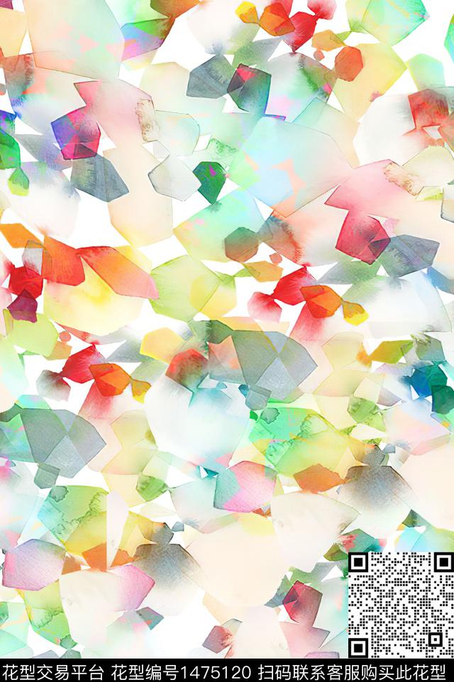 几何真丝抽象数码印花华亿平台下载（图片编号: 1475120） - 瓦栏（Walan）