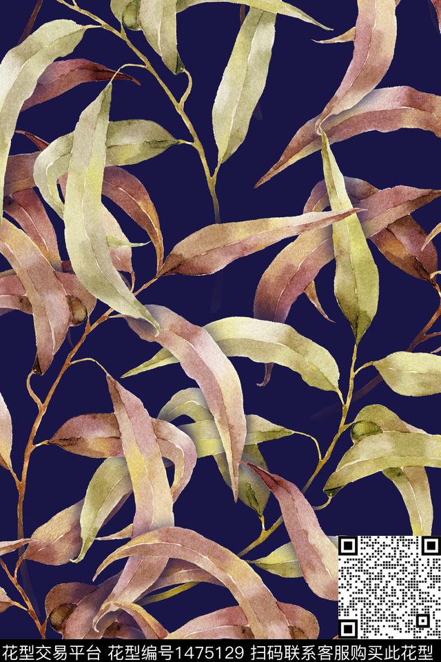 绿植树叶女装植物数码印花华亿平台下载（图片编号: 1475129） - 瓦栏（Walan）