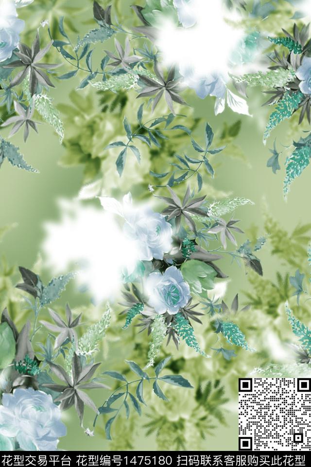 清爽底花卉民族风花卉数码印花华亿平台下载（图片编号: 1475180） - 瓦栏（Walan）