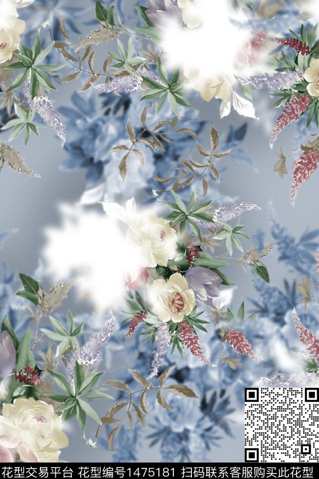 清爽底花卉民族风花卉数码印花华亿平台下载（图片编号: 1475181） - 瓦栏（Walan）