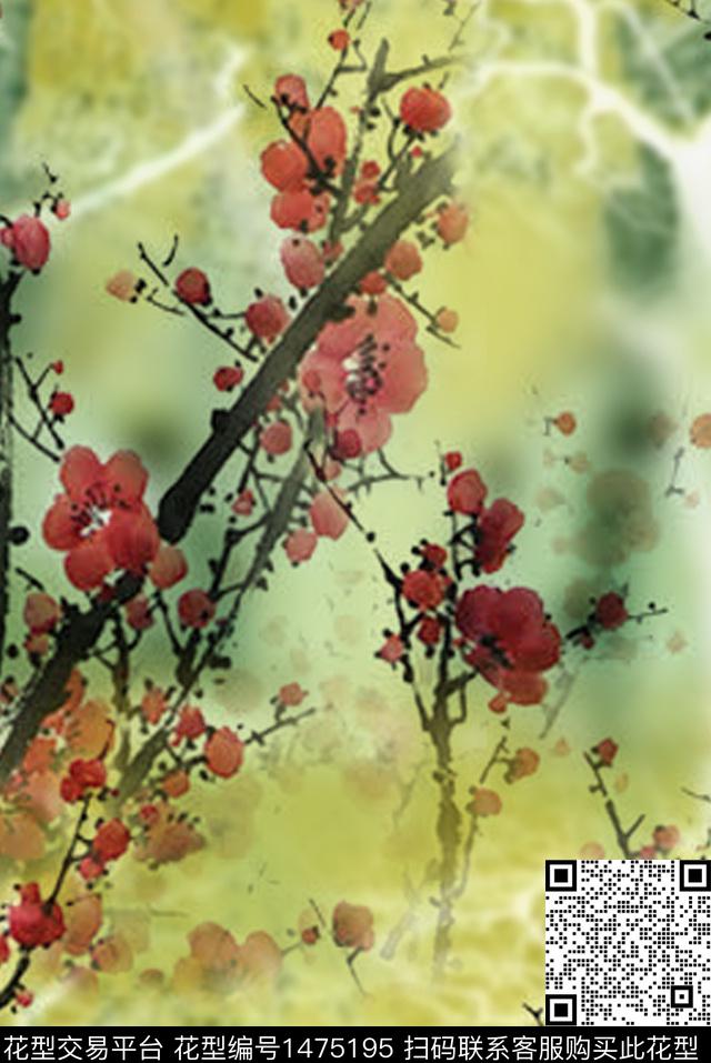 梅花花卉数码印花华亿平台下载（图片编号: 1475195） - 瓦栏（Walan）