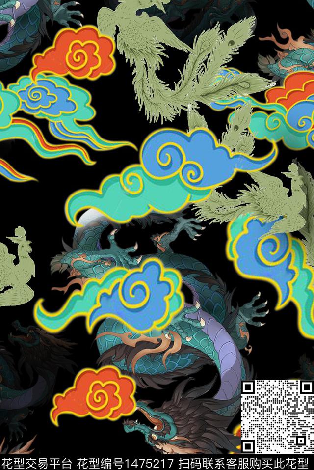 龙祥云凤凰数码印花华亿平台下载（图片编号: 1475217） - 瓦栏（Walan）