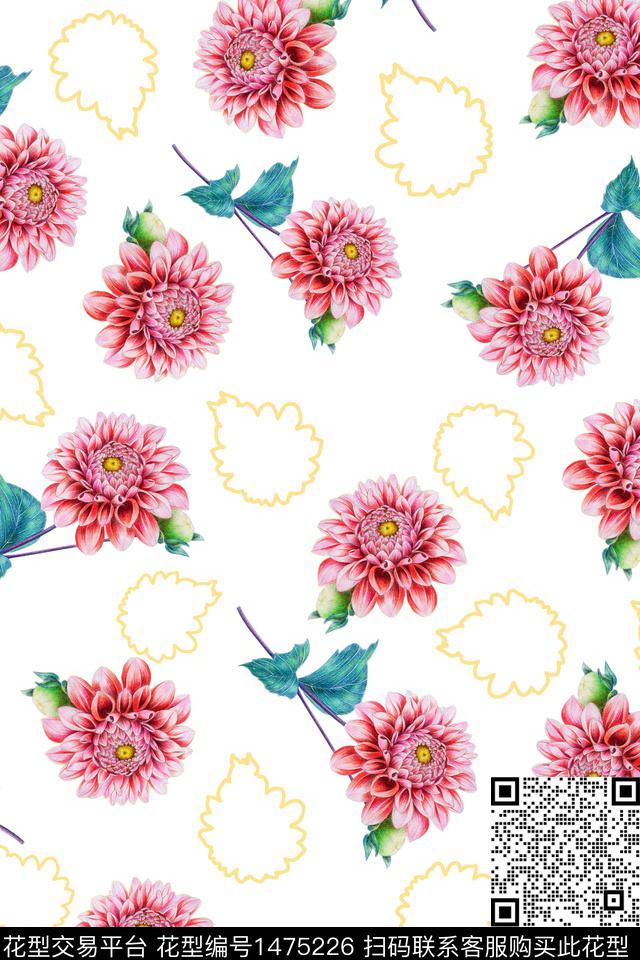 清爽底花卉花卉春夏华亿平台数码印花华亿平台下载（图片编号: 1475226） - 瓦栏（Walan）