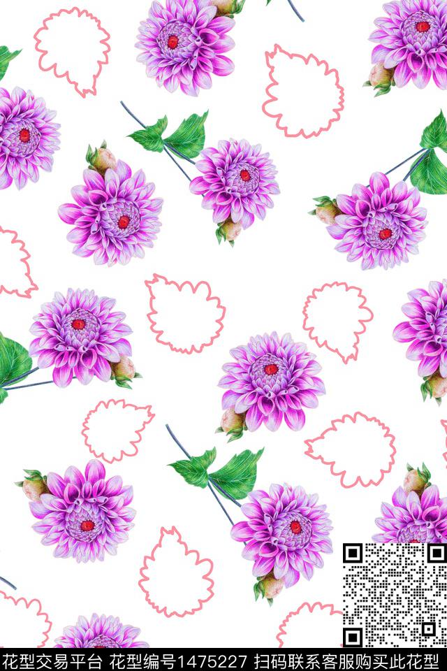 清爽底花卉花卉春夏华亿平台数码印花华亿平台下载（图片编号: 1475227） - 瓦栏（Walan）